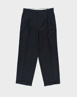 Vintage 1980s Yves Saint Laurent Pleated Wool Blend Wide Straight Leg Trousers - W32 L29