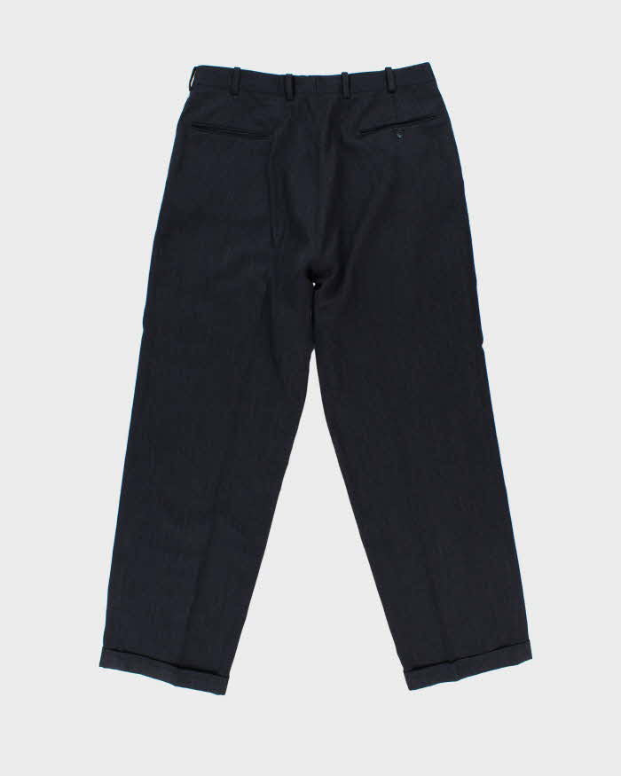 Vintage 1980s Yves Saint Laurent Pleated Wool Blend Wide Straight Leg Trousers - W32 L29