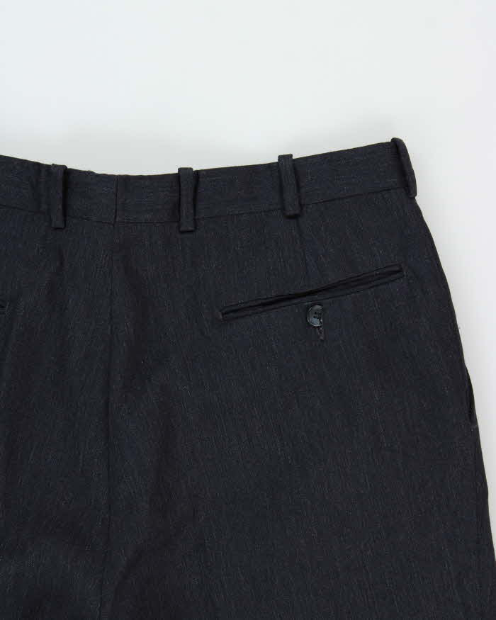 Vintage 1980s Yves Saint Laurent Pleated Wool Blend Wide Straight Leg Trousers - W32 L29