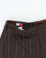 Vintage 00s Tommy Hilfiger Wool Blend Pinstriped Wide Leg Trousers - W30 L30