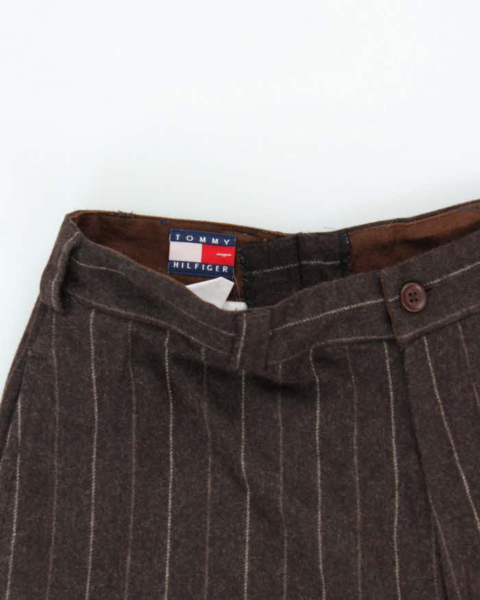 Vintage 00s Tommy Hilfiger Wool Blend Pinstriped Wide Leg Trousers - W30 L30