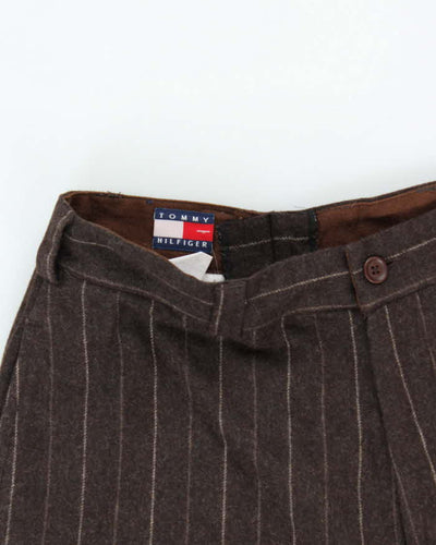 Vintage 00s Tommy Hilfiger Wool Blend Pinstriped Wide Leg Trousers - W30 L30