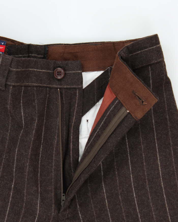 Vintage 00s Tommy Hilfiger Wool Blend Pinstriped Wide Leg Trousers - W30 L30