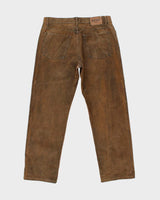 Vintage 1990s Moschino Jeans Dry Waxed Cotton Straight Leg Trousers - W36 L31
