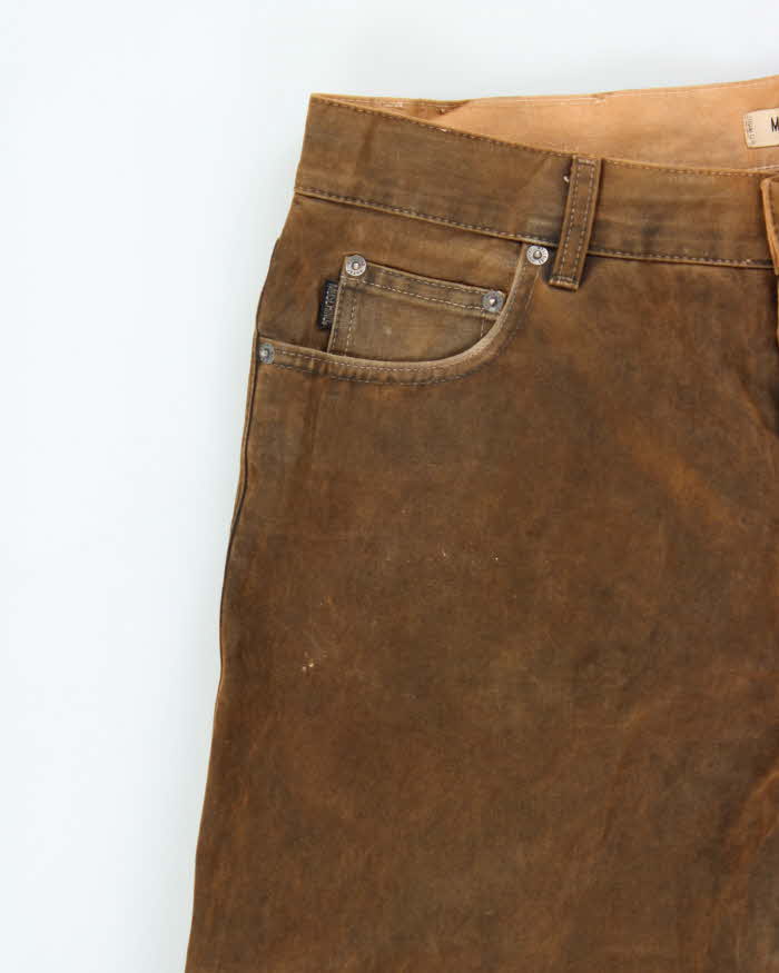 Vintage 1990s Moschino Jeans Dry Waxed Cotton Straight Leg Trousers - W36 L31