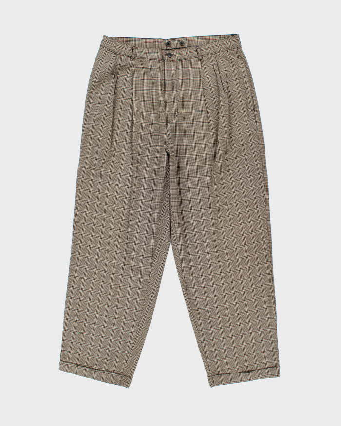 Vintage 00s GAP Check Pleated Wide Leg Trousers - W36 L29