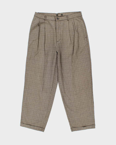 Vintage 00s GAP Check Pleated Wide Leg Trousers - W36 L29