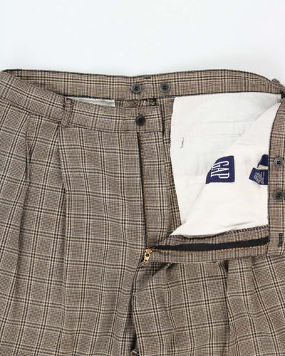 Vintage 00s GAP Check Pleated Wide Leg Trousers - W36 L29