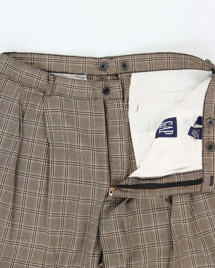 Vintage 00s GAP Check Pleated Wide Leg Trousers - W36 L29