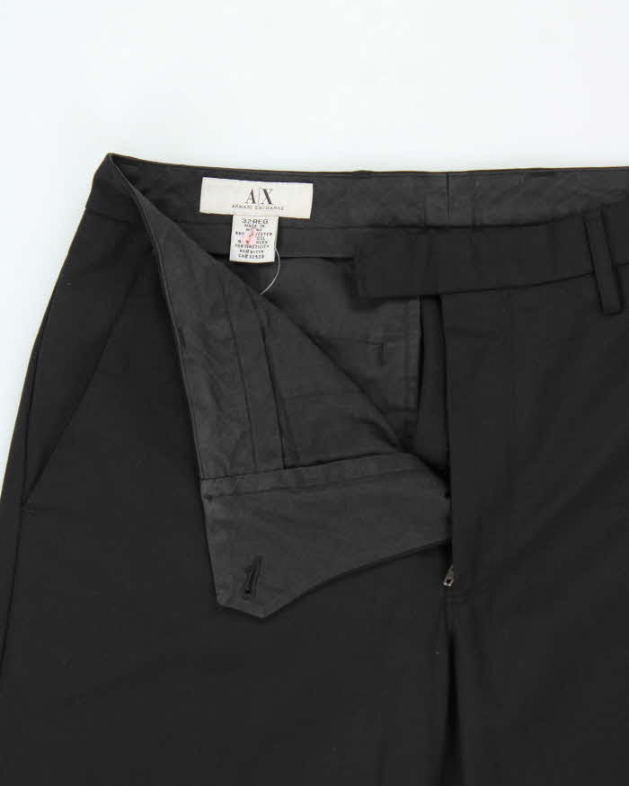 Vintage 00s Armani Exchange Wool Blend Flap Pocket Wide Leg Trousers - W32 L31