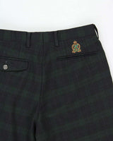 Vintage 1990s Pure Wool Tartan Pleated Wide Leg Trousers - W29 L27
