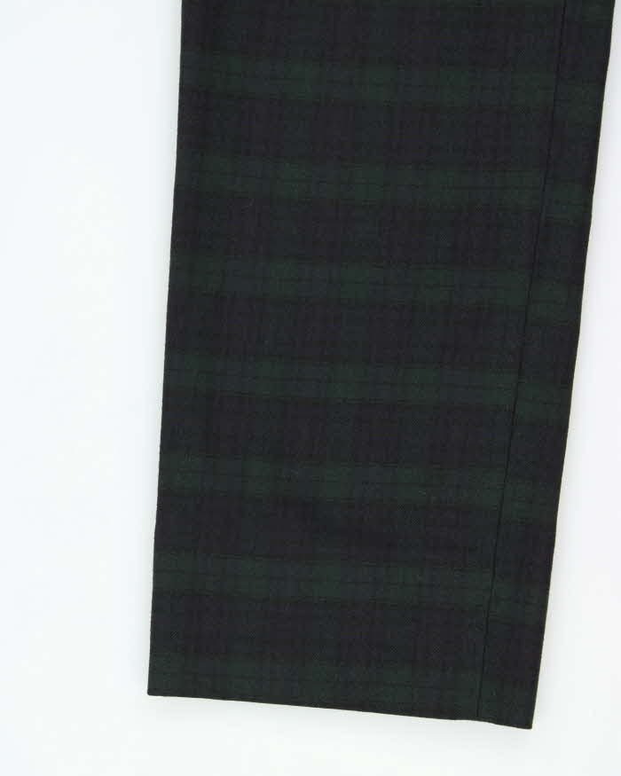 Vintage 1990s Pure Wool Tartan Pleated Wide Leg Trousers - W29 L27