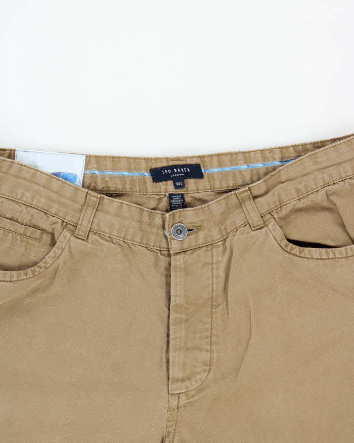 Vintage 00s Ted Baker Linen Blend Wide Leg Trousers - W33 L33