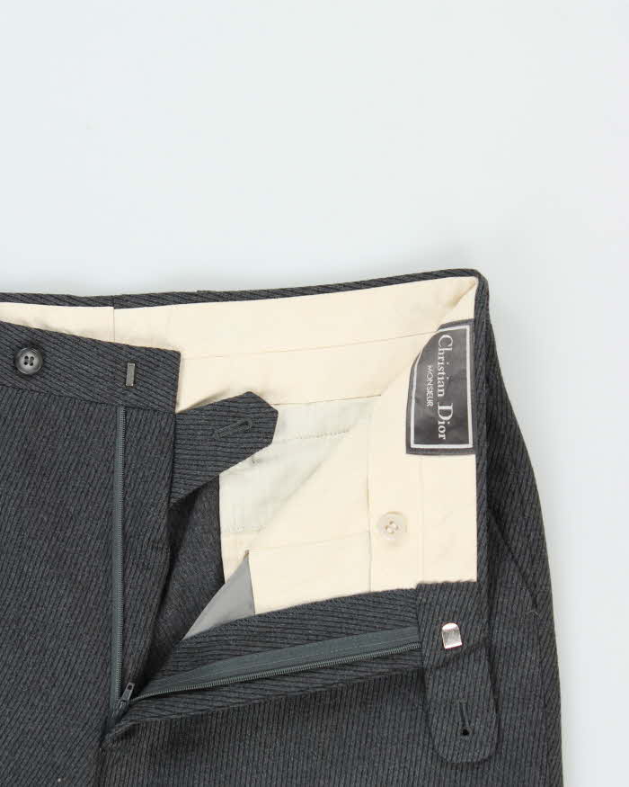 Vintage 1980s Christian Dior Pinstripe Wool Wide Leg Trousers - W32 L29