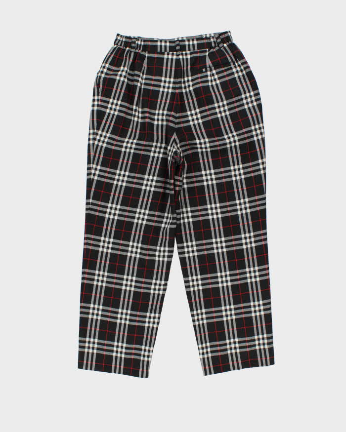 Vintage 1990s Burberry Golf High Waisted Wool Wide Leg Trousers - W30 L26