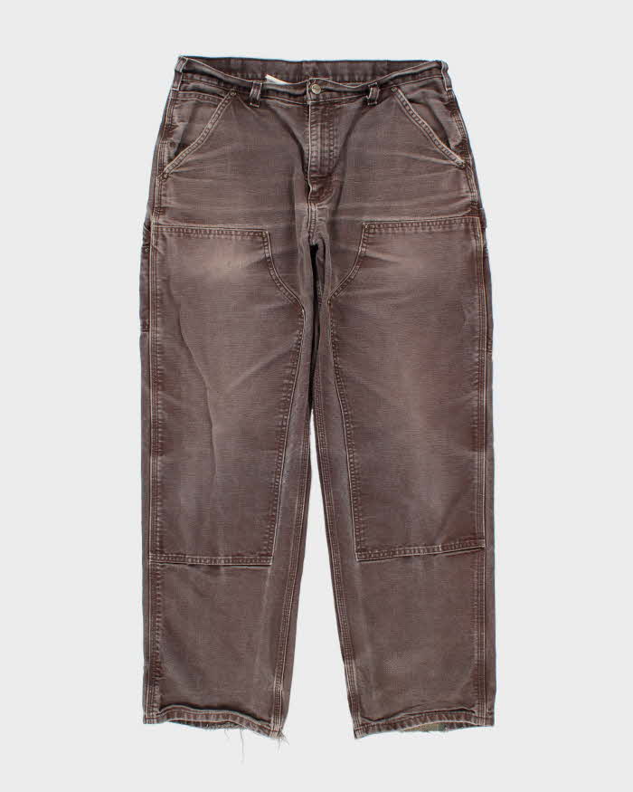 Vintage 00s Carhartt Double Front Straight Loose Faded Workwear Trousers - W34 L31