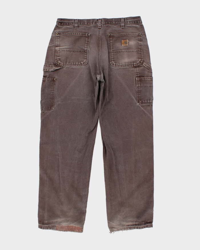 Vintage 00s Carhartt Double Front Straight Loose Faded Workwear Trousers - W34 L31