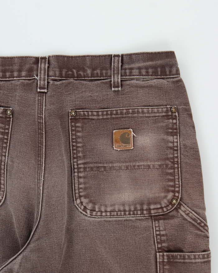 Vintage 00s Carhartt Double Front Straight Loose Faded Workwear Trousers - W34 L31