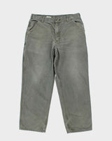 Vintage 00s Carhartt B11 Moss Wide Leg Workwear Trousers - W36 L30