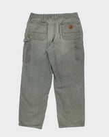 Vintage 00s Carhartt B11 Moss Wide Leg Workwear Trousers - W36 L30