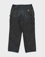 Vintage 00s Carhartt B11 Black Wide Leg Workwear Trousers - W36 L30