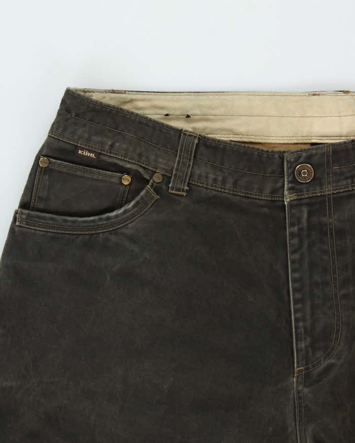 Vintage Kuhl 'Legendary' Patina Dye Wax Cotton Loose Straight Workwear Trousers - W38 L33