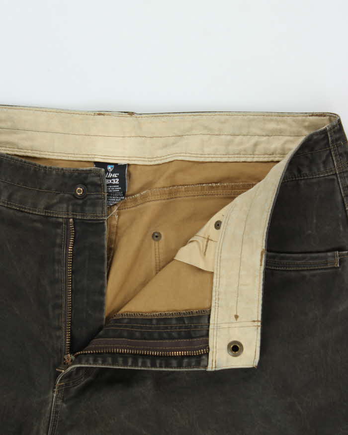 Vintage Kuhl 'Legendary' Patina Dye Wax Cotton Loose Straight Workwear Trousers - W38 L33