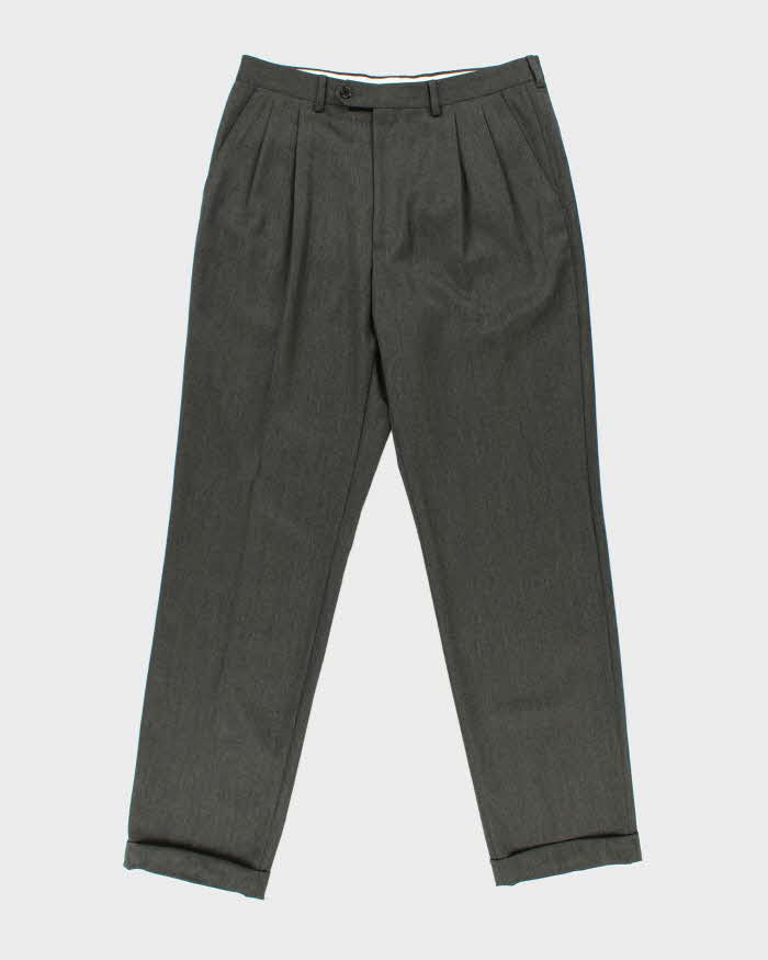 Vintage 1990s Gianfranco Ferre Studio Wool Pleated Straight Leg Trousers - W32 L33