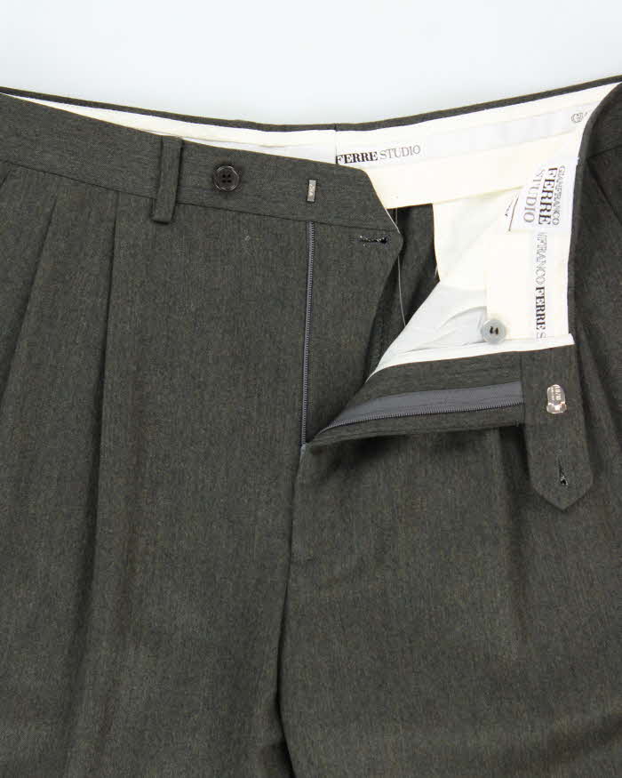 Vintage 1990s Gianfranco Ferre Studio Wool Pleated Straight Leg Trousers - W32 L33