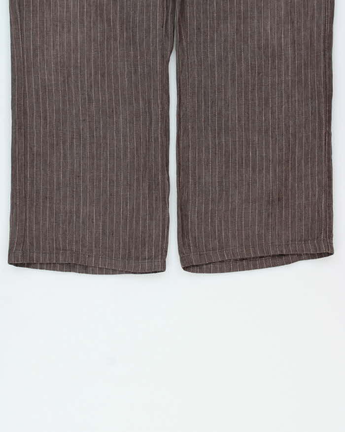 Vintage 1990s Hugo Boss Texas Linen Striped Straight Leg Trousers - W34 L28