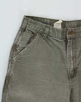 Vintage Y2K 00s Carhartt Khaki Dungaree Fit Wide Leg Distressed Workwear Trousers - W34 L32