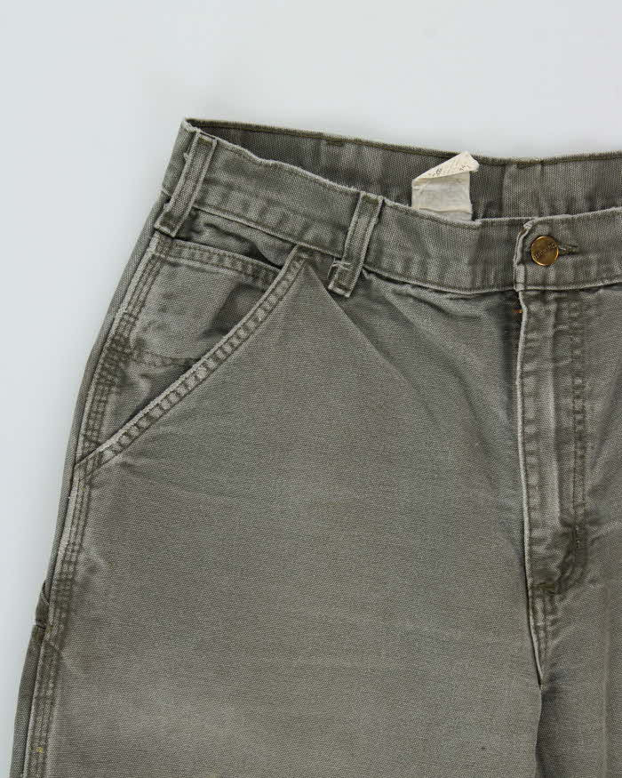Vintage Y2K 00s Carhartt Khaki Dungaree Fit Wide Leg Distressed Workwear Trousers - W34 L32