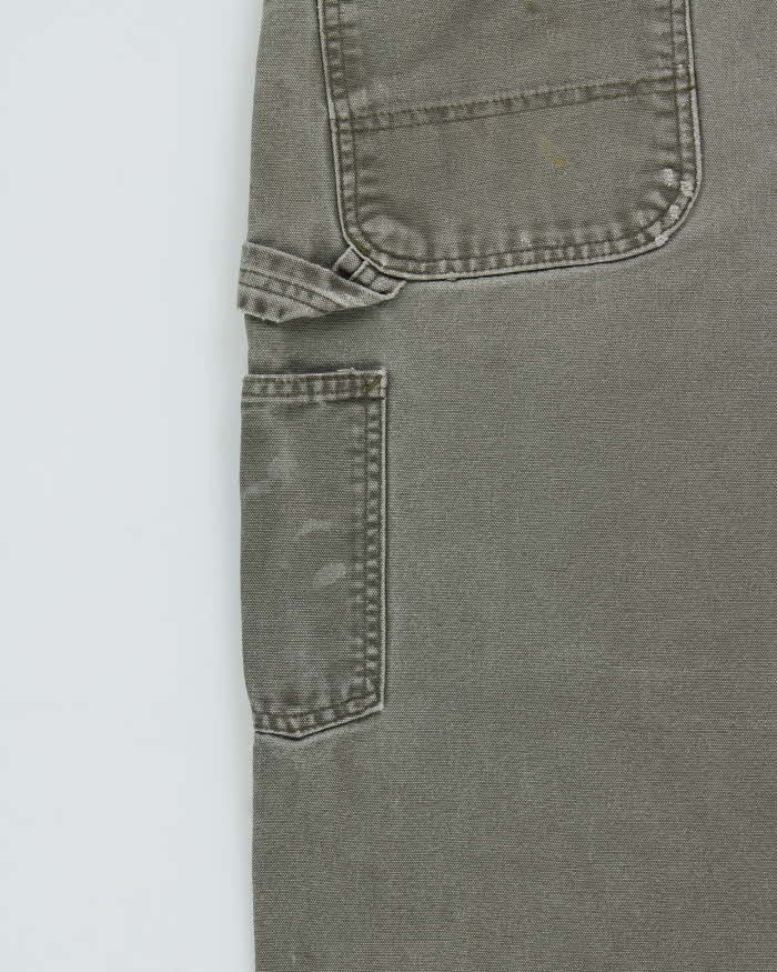 Vintage Y2K 00s Carhartt Khaki Dungaree Fit Wide Leg Distressed Workwear Trousers - W34 L32