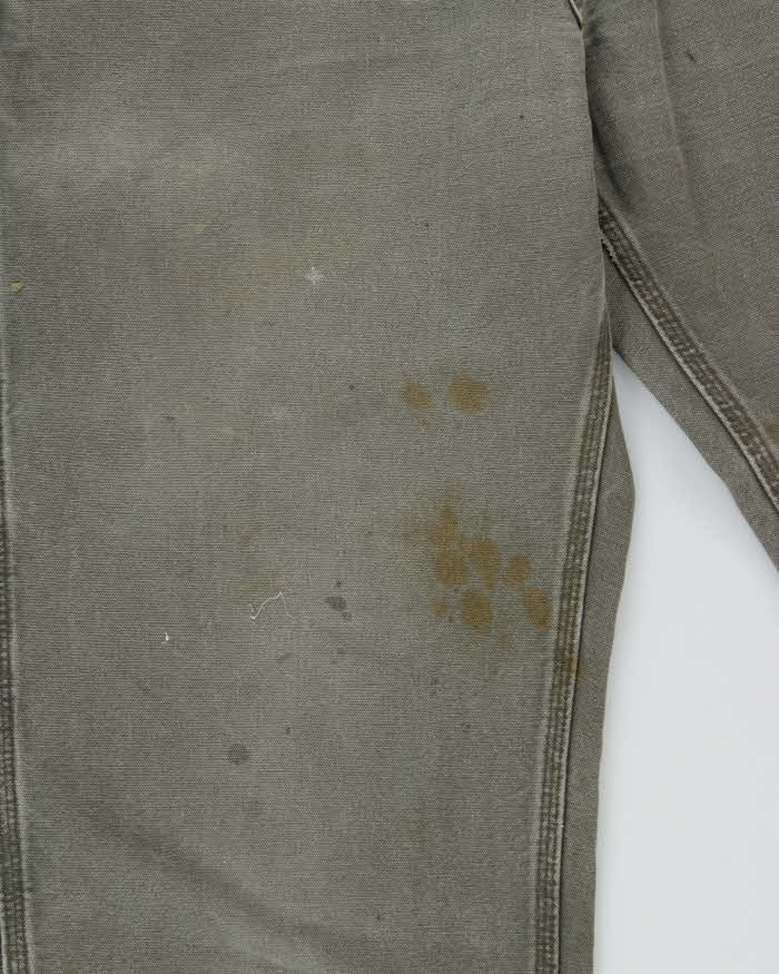 Vintage Y2K 00s Carhartt Khaki Dungaree Fit Wide Leg Distressed Workwear Trousers - W34 L32