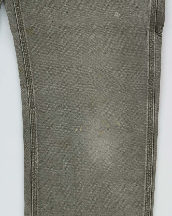 Vintage Y2K 00s Carhartt Khaki Dungaree Fit Wide Leg Distressed Workwear Trousers - W34 L32