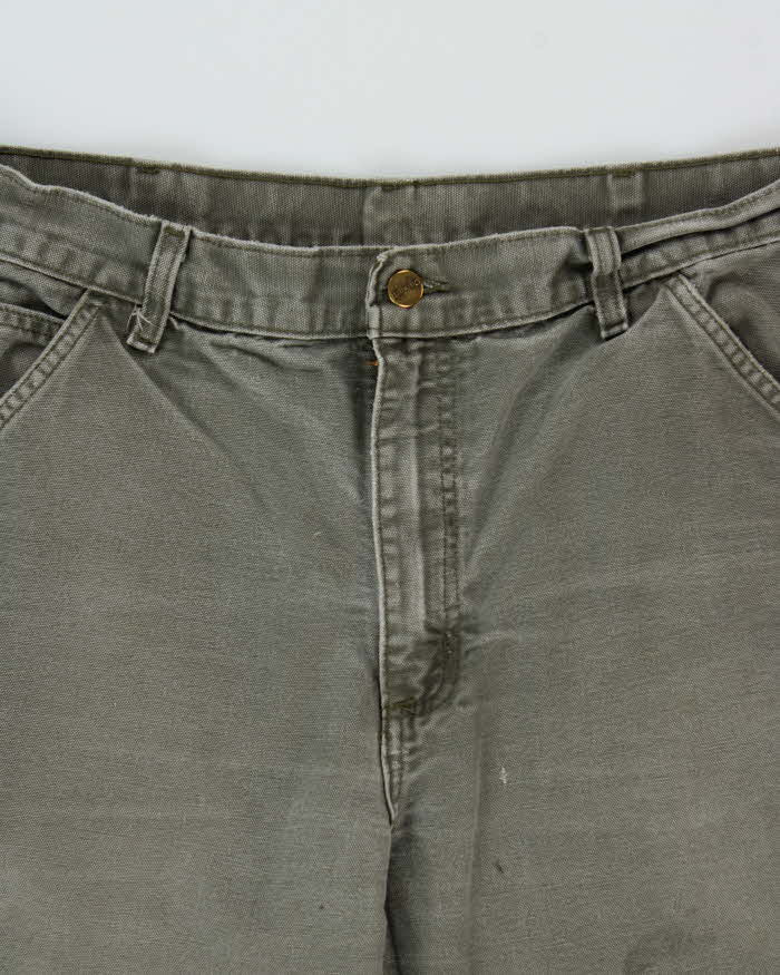 Vintage Y2K 00s Carhartt Khaki Dungaree Fit Wide Leg Distressed Workwear Trousers - W34 L32