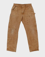 Vintage Carhartt B01 Carpenter Double Knee Loose Fit Duck Canvas Distressed Workwear Trousers - W34 L32