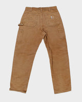 Vintage Carhartt B01 Carpenter Double Knee Loose Fit Duck Canvas Distressed Workwear Trousers - W34 L32