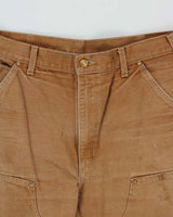 Vintage Carhartt B01 Carpenter Double Knee Loose Fit Duck Canvas Distressed Workwear Trousers - W34 L32
