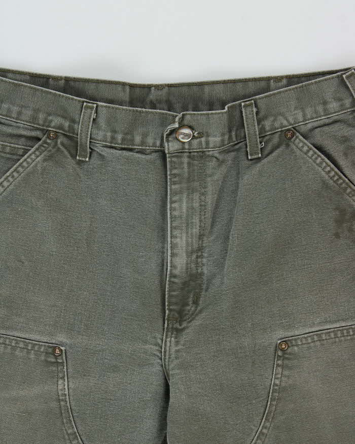 Vintage Y2K 2008 Carhartt B136 Moss Double Knee Dungaree Fit Distressed Workwear Trousers - W32 L30