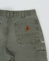 Vintage Y2K 2008 Carhartt B136 Moss Double Knee Dungaree Fit Distressed Workwear Trousers - W32 L30