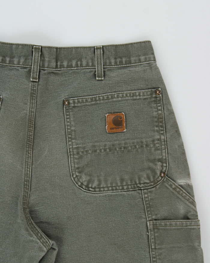 Vintage Y2K 2008 Carhartt B136 Moss Double Knee Dungaree Fit Distressed Workwear Trousers - W32 L30