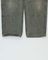 Vintage Y2K 2008 Carhartt B136 Moss Double Knee Dungaree Fit Distressed Workwear Trousers - W32 L30