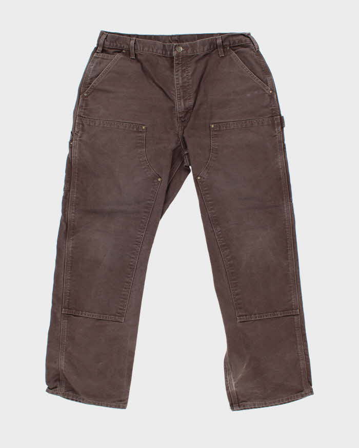 Vintage Carhartt B136 Washed Duck Double Knee Loose Fit Workwear Trousers - W38 L32