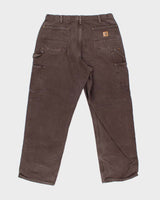 Vintage Carhartt B136 Washed Duck Double Knee Loose Fit Workwear Trousers - W38 L32