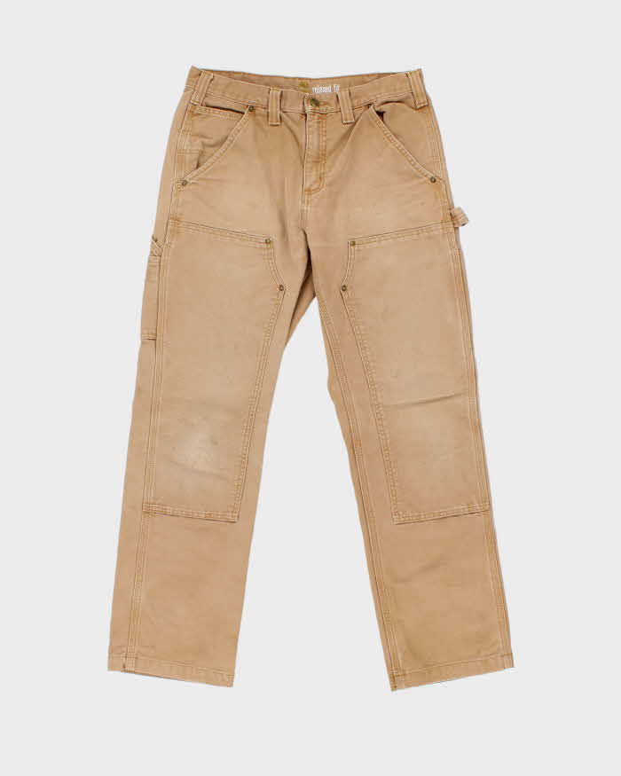 Vintage Carhartt Double Front Desert Tan Relaxed Fit Distressed Workwear Trousers - W32 L30