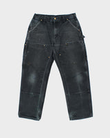 Vintage Carhartt B01 BLK Duck Canvas Double Front Loose Fit Made In USA Distressed Carpenter Trousers - W33 L30