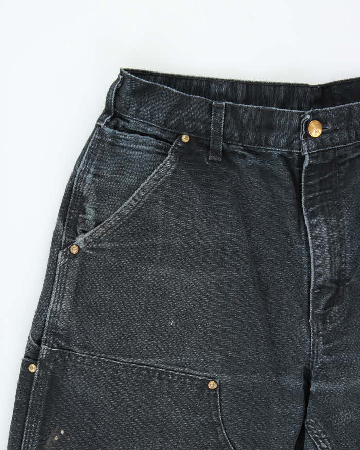 Vintage Carhartt B01 BLK Duck Canvas Double Front Loose Fit Made In USA Distressed Carpenter Trousers - W33 L30