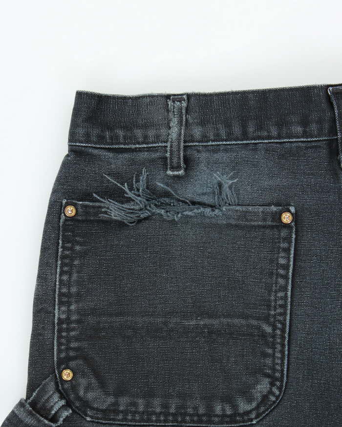 Vintage Carhartt B01 BLK Duck Canvas Double Front Loose Fit Made In USA Distressed Carpenter Trousers - W33 L30