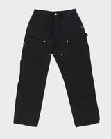 DS Carhartt B01 BLK Firm Duck Canvas Double Front Loose Fit Made In USA Carpenter Trousers - W34 L32
